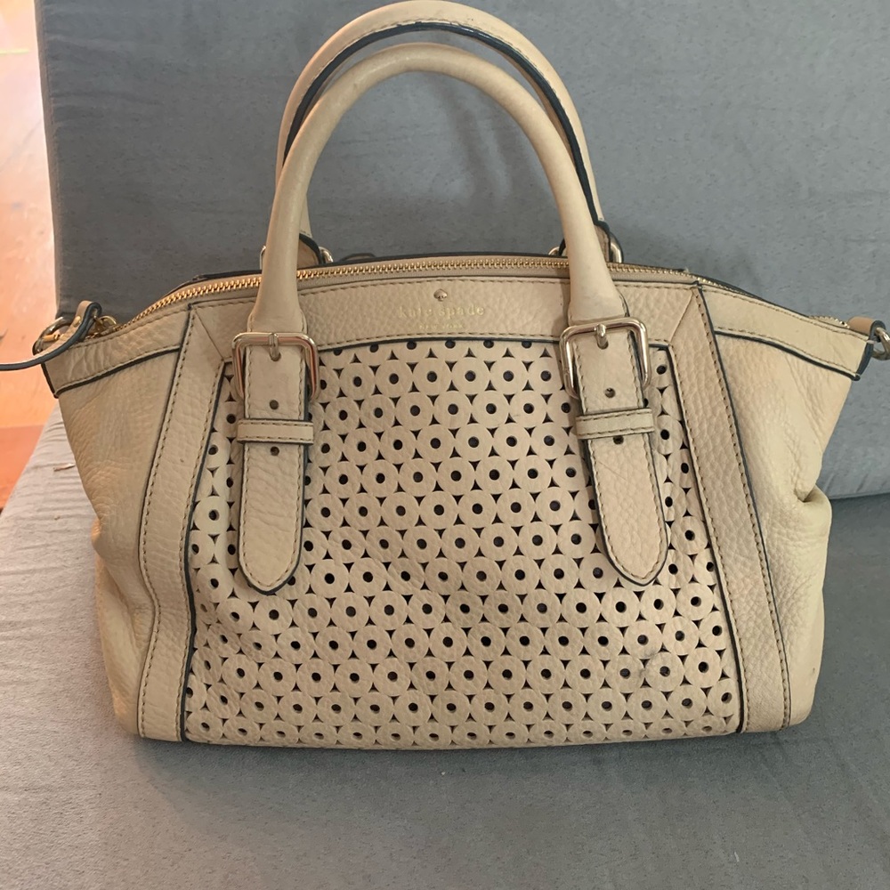 Kate Spade Cream Laser Cut circles bag